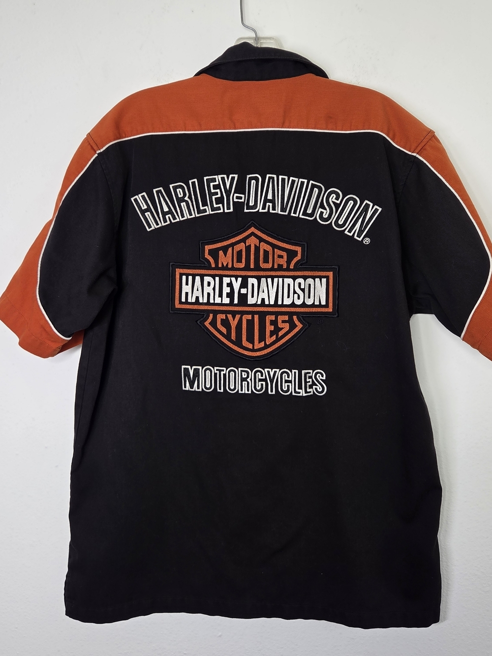 Harley-Davidson Motorcycle 2009 Black and Orange Short Sleeve Button-Down Shirt - Picture 6 of 7